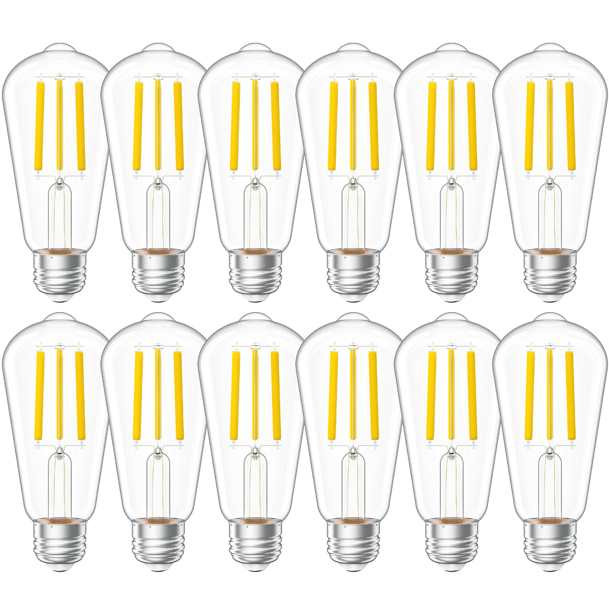 Sunco Lighting vintage LED Edison bulbs with clear glass in 12-pack for warm ambient lighting