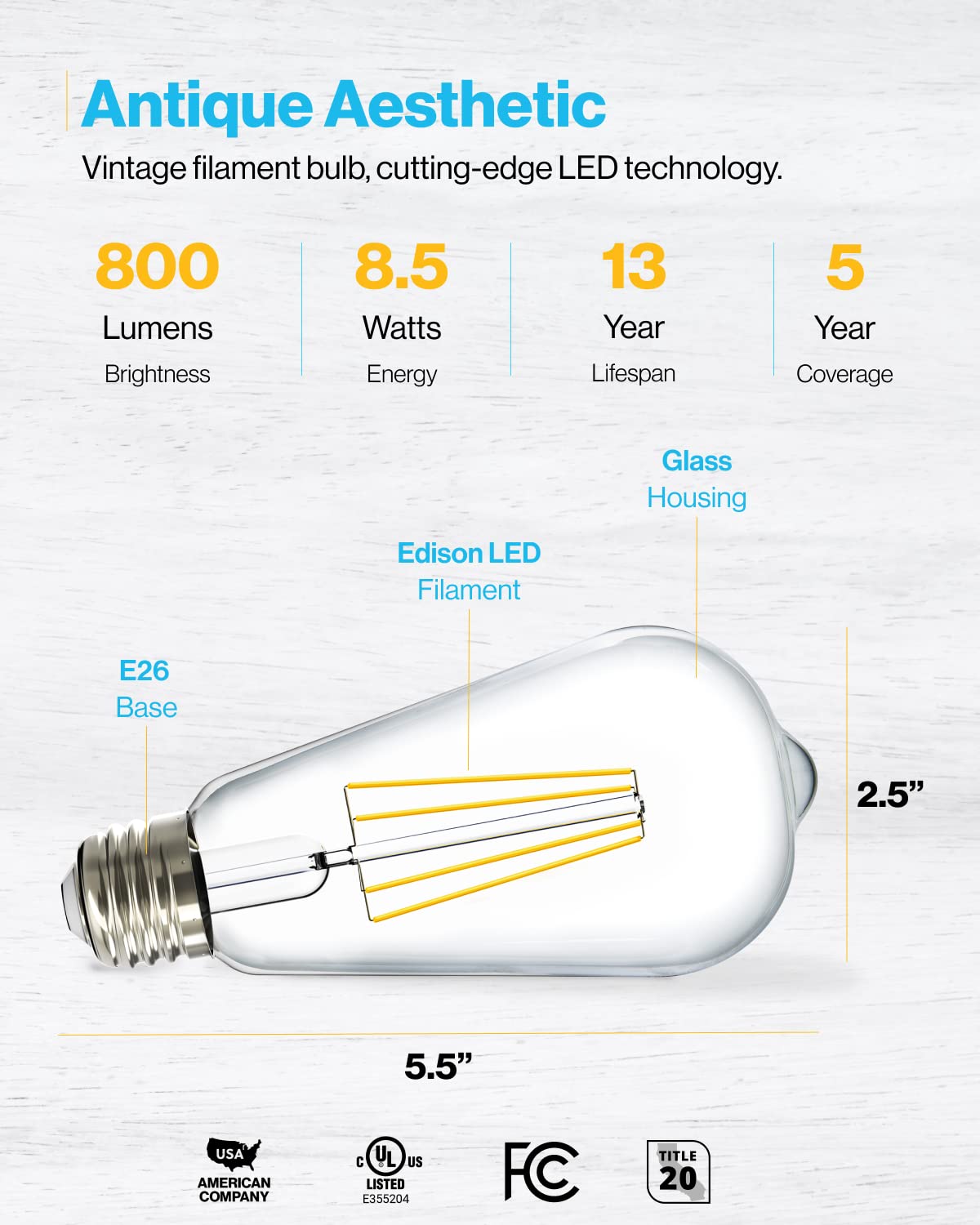 Sunco waterproof Edison bulb supports outdoor use in any season.