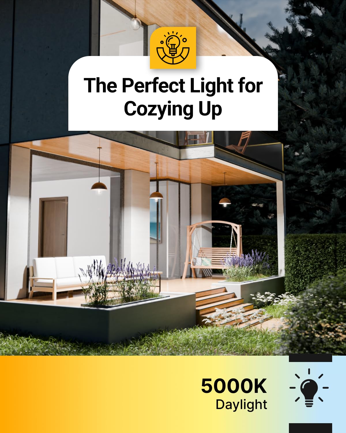 Sunco weatherproof outdoor bulb installed on patio for reliability