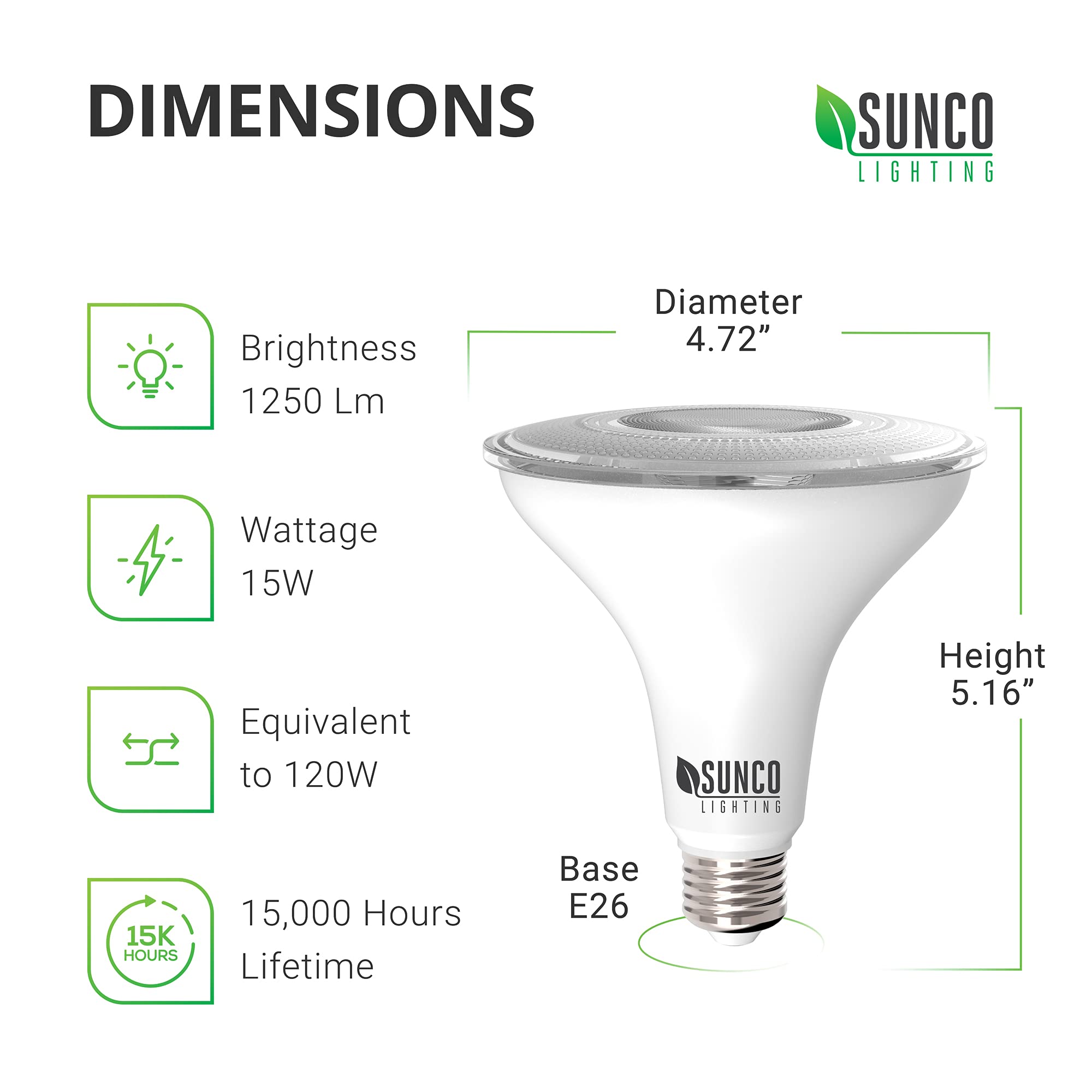 Sunco wet rated PAR38 outdoor lighting for rain and snow exposure