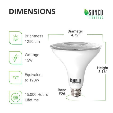 Sunco wet rated PAR38 outdoor lighting for rain and snow exposure