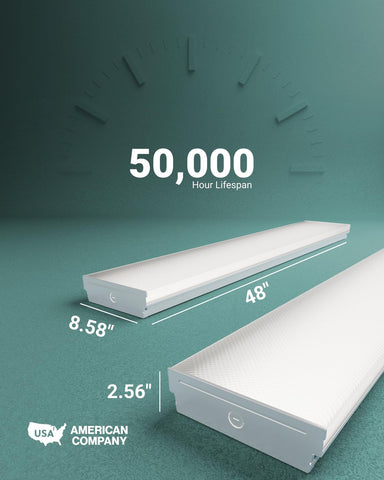 Sunco wraparound daisy-chain connection highlights extendable lighting for larger workshops.