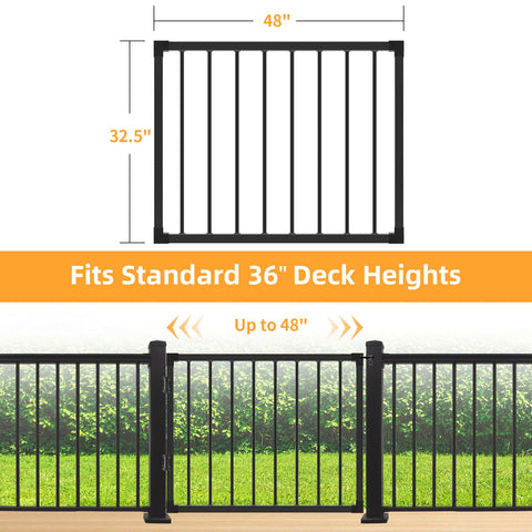 SunCrafts adjustable-width deck gate up to 48 inches for flexible spaces.