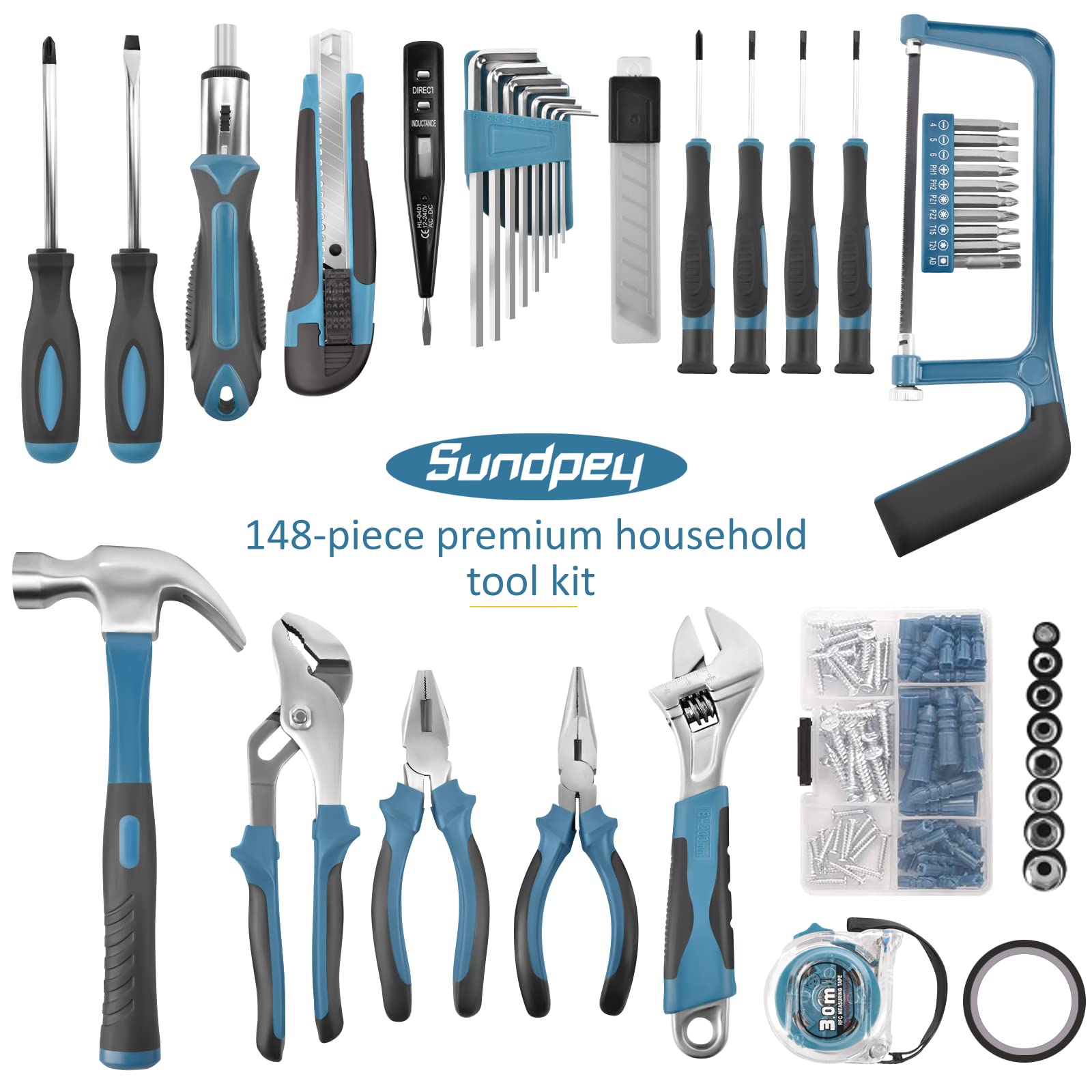 Sundpey 148pcs screwdriver set, versatile for quick home repairs.