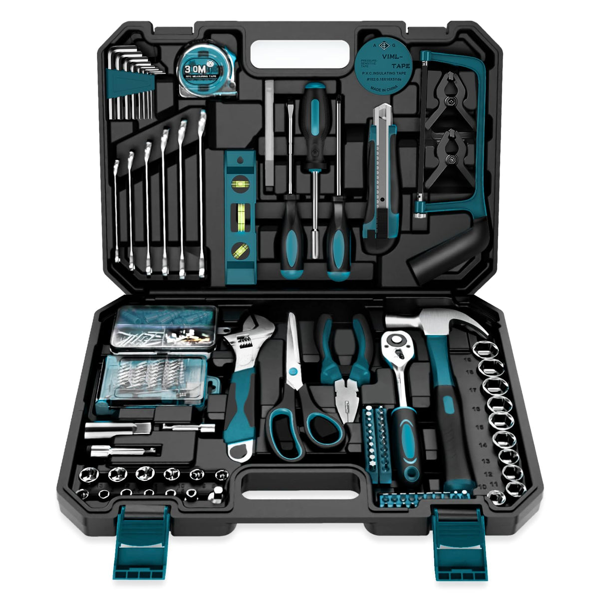 Sundpey 257-piece home tool kit in blue toolbox ideal for home repairs and DIY projects