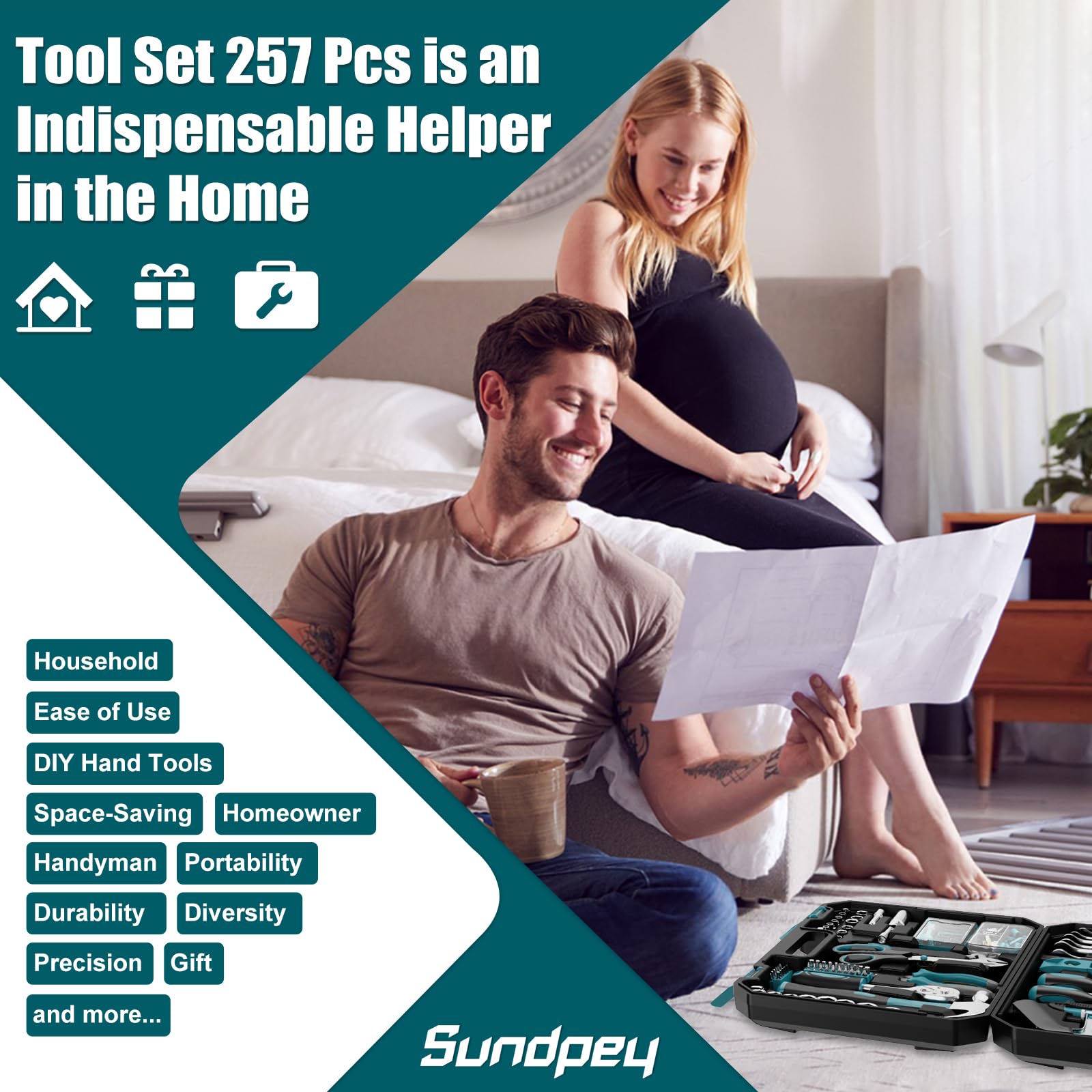 Sundpey complete DIY toolkit for beginners and home improvement.