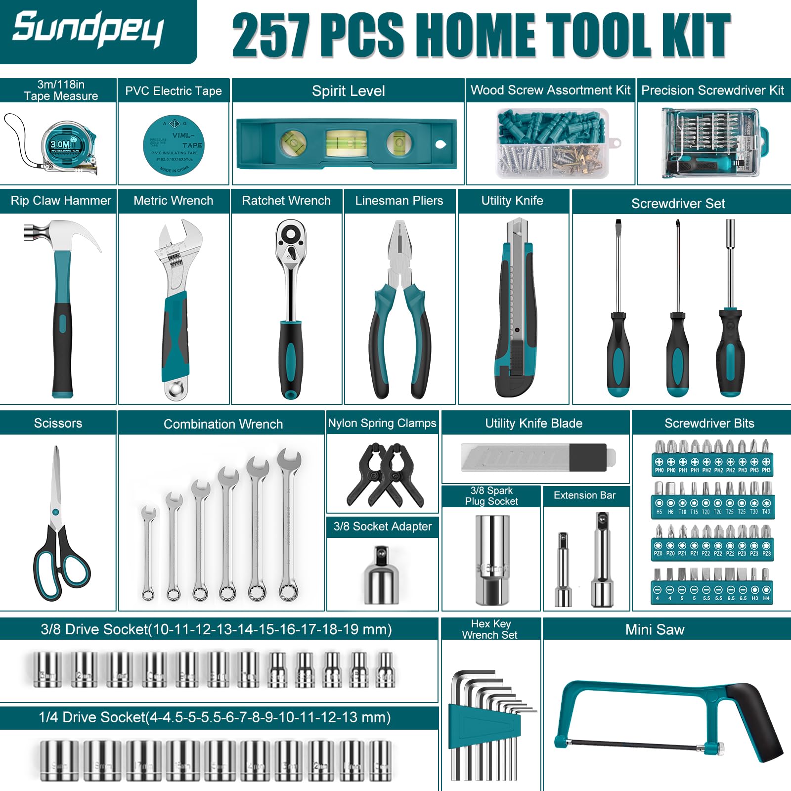 Sundpey wrenches and sockets in toolbox for fast home maintenance.