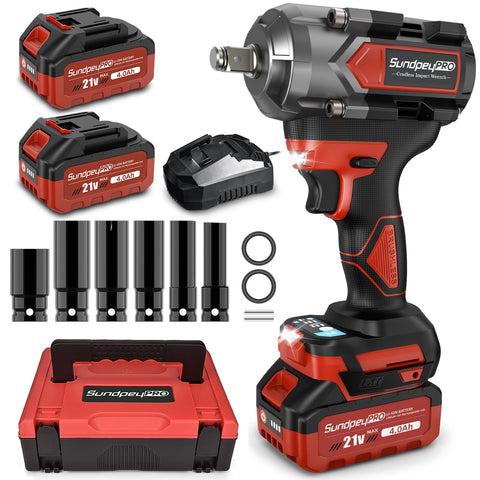 SundpeyPRO cordless impact wrench front view with battery showing ready-to-use power for automotive tasks