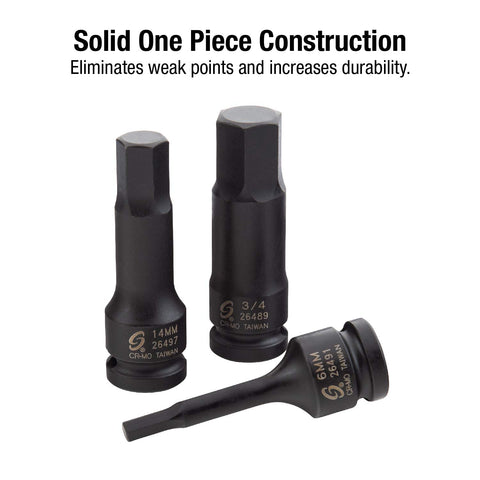CR-MO steel construction ensures durable high-torque performance for Sunex 2637 drivers