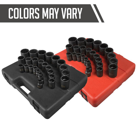 Sunex Tools 2826 blow-molded case keeps sockets organized and portable.