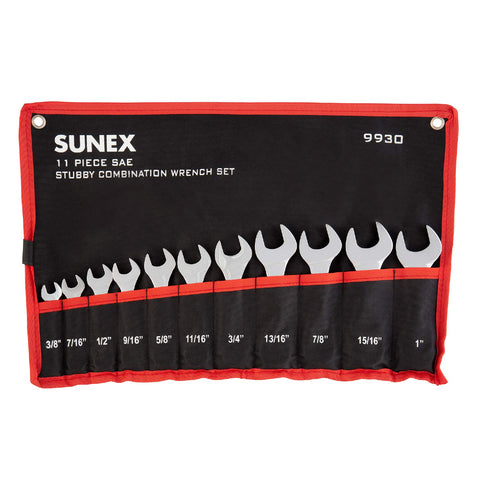 Sunex Tools 9930 stubby wrench set in roll-case for easy storage