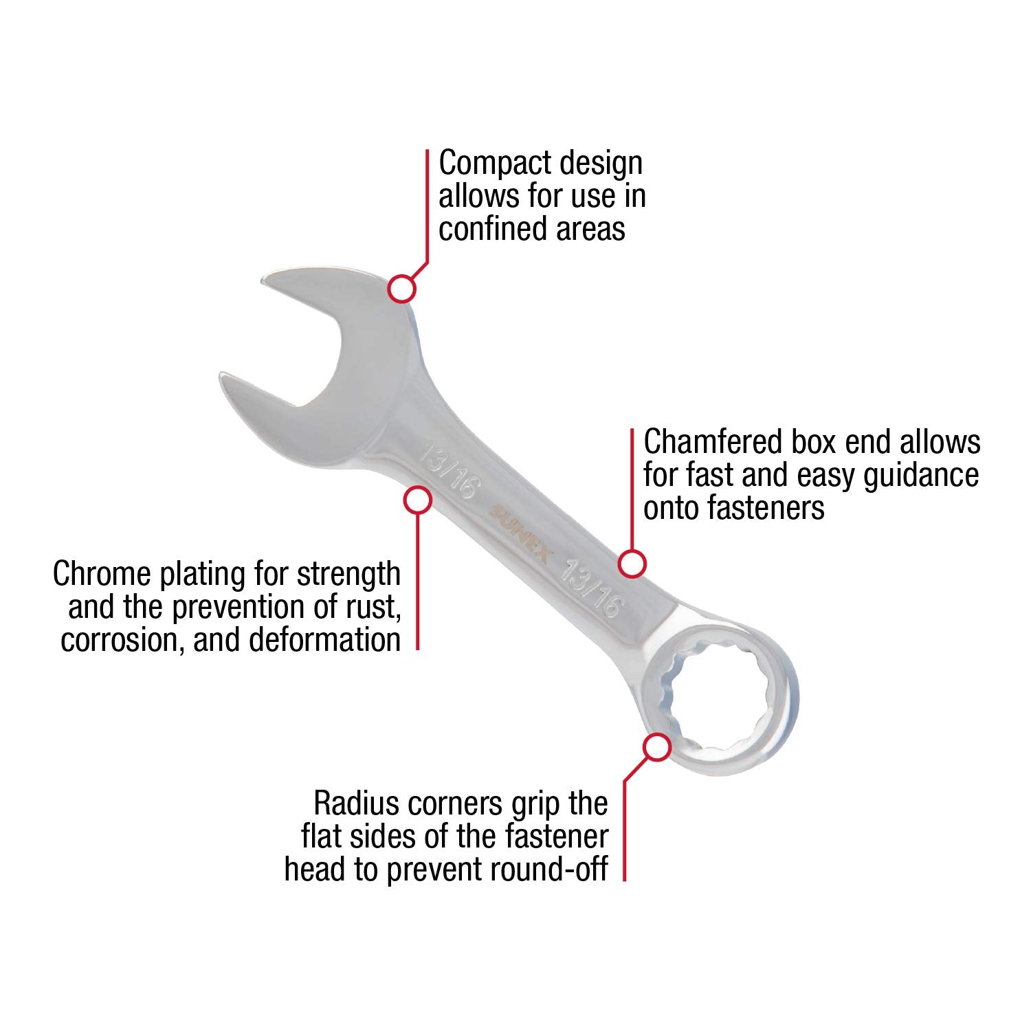 Sunex Tools 9930 stubby wrenches with 15-degree offset box-end for added clearance