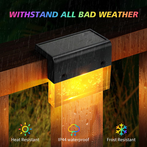 Sunface solar step lights in 7-color mode create festive outdoor ambiance