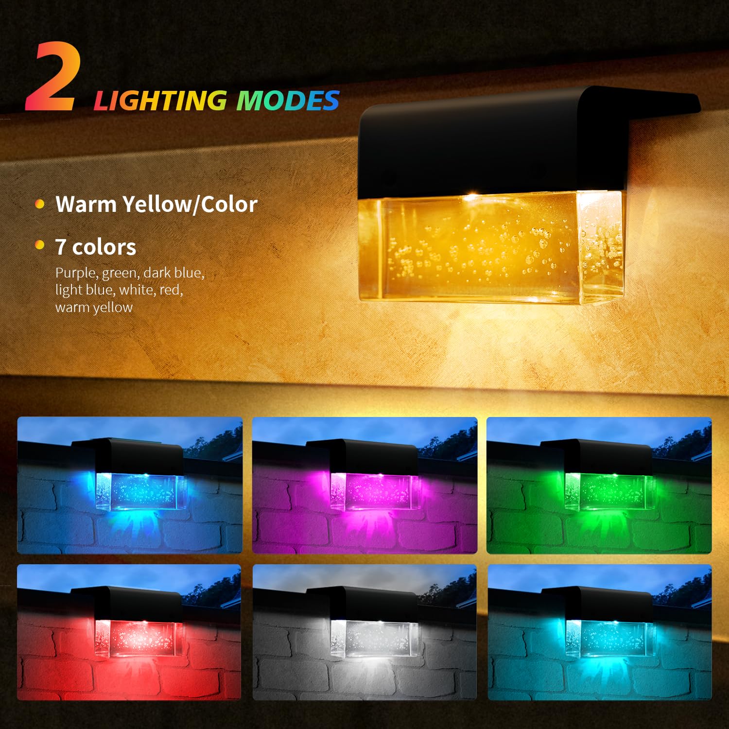 Sunface acrylic bubbles provide bright, translucent accent lighting across fences and steps