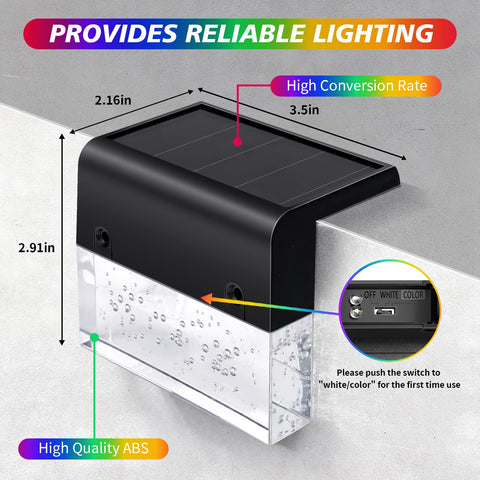 Sunface easy installation of solar step lights on flat surfaces with screws or tape