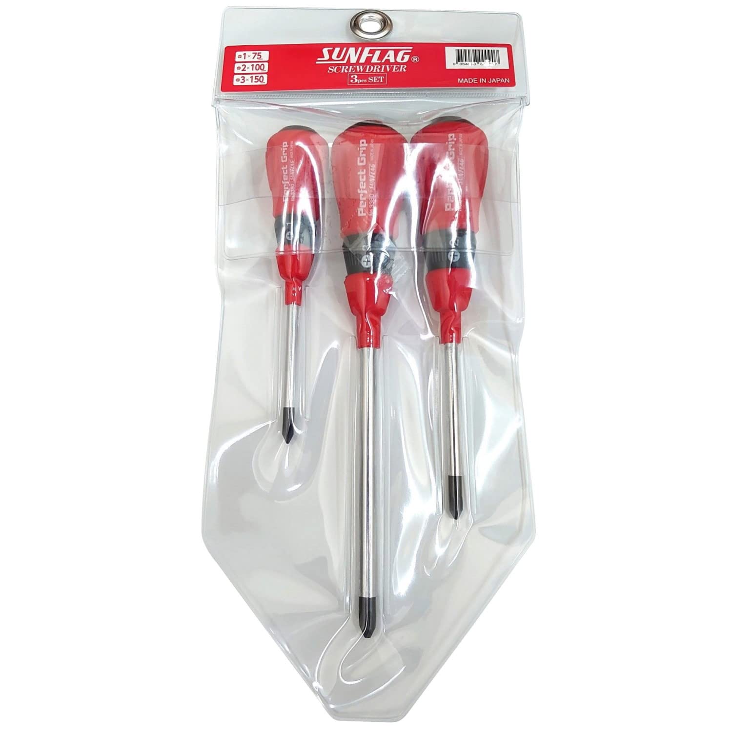 Sunflag Perfect Grip +2 100mm screwdriver with magnetic tip for quick alignment.