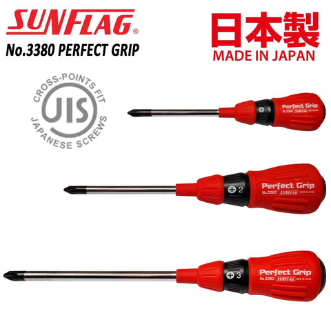 Sunflag soft polymer red handle close-up for comfortable extended use.