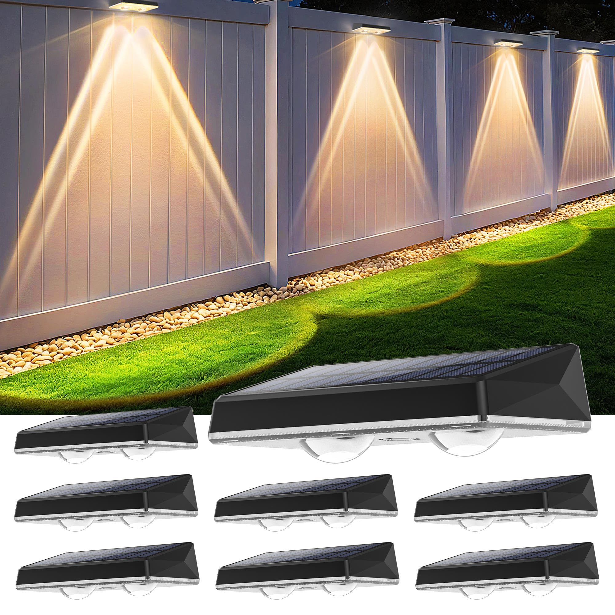 SunFlickt solar fence light showing color-cycle mode for outdoor ambiance