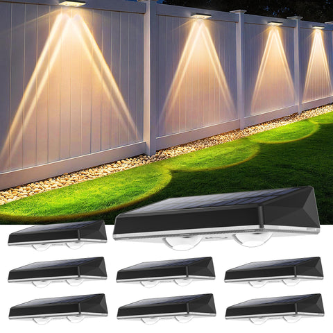 SunFlickt solar fence light showing color-cycle mode for outdoor ambiance