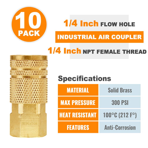 SUNGATOR 1/4-inch brass female coupler compatible with I/M/D plugs for versatility.