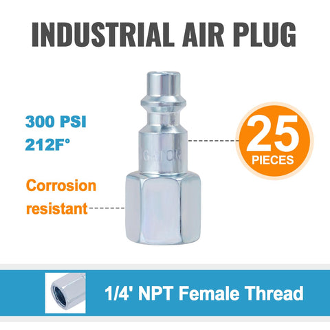 SUNGATOR NPT industrial air plug side view highlighting robust steel build.