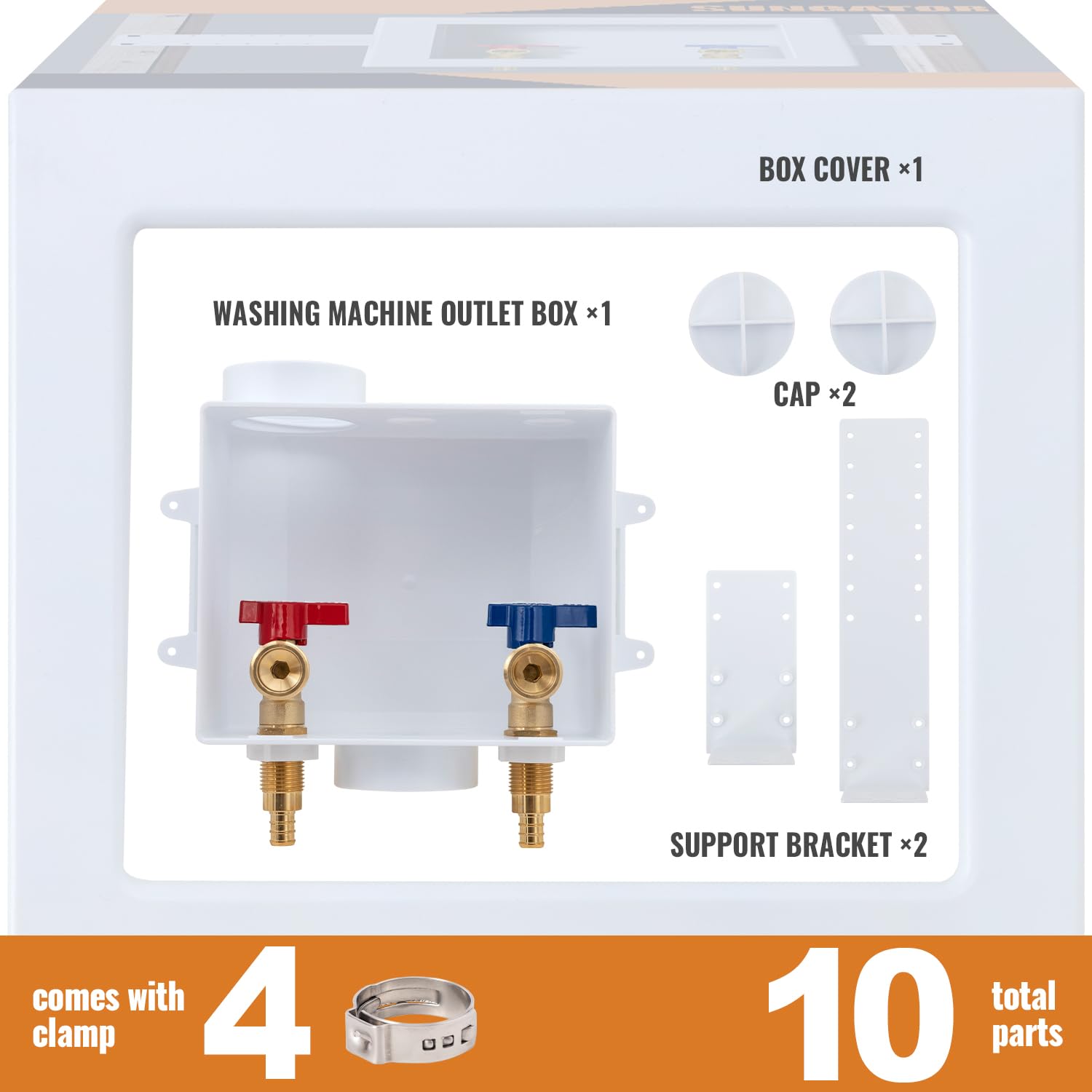 1/2 in PEX inlet to 3/4 in MHT outlet on SUNGATOR box for standard hookups