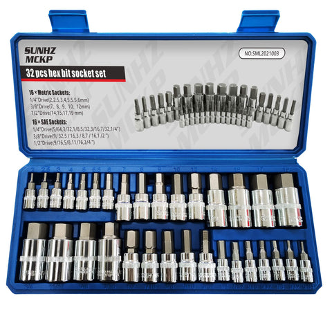 SUNHZ MCKP 32-piece socket set in case facilitates quick organization