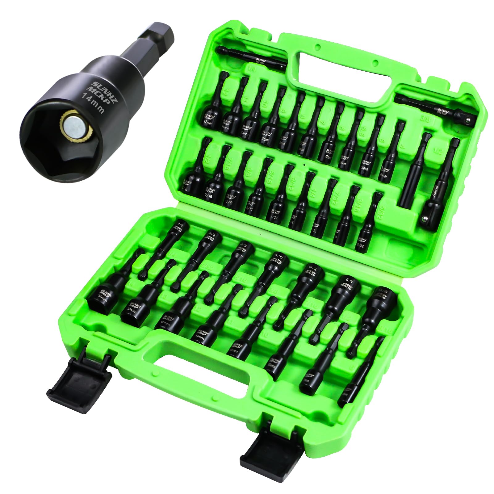 SUNHZMCKP full 39-piece magnetic nut driver set with toolbox