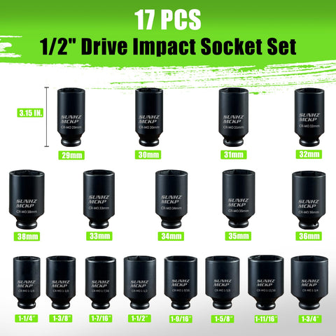 SUNHZMCKP axle-nut sockets 6-point grip prevents slip during wheel work.