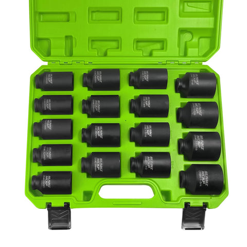 SUNHZMCKP 17-piece deep impact socket set in a compact drive for tough fasteners.