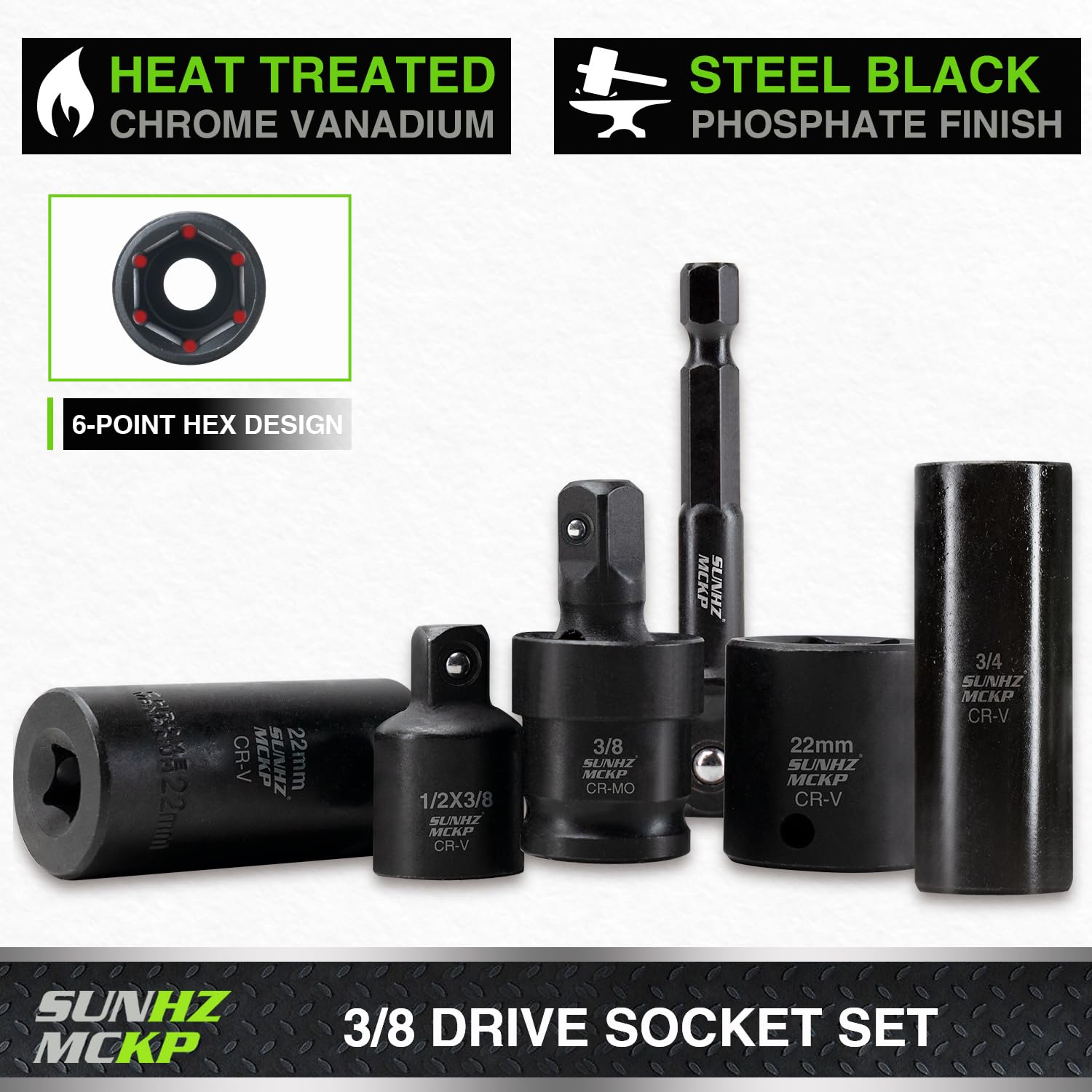SUNHZMCKP extension bars in 3, 6, and 10 inches extend reach.