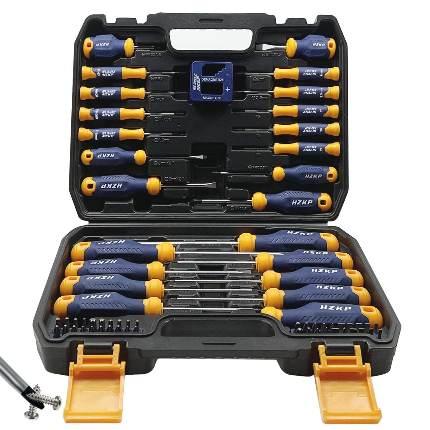 SUNHZMCKP magnetic screwdriver set 66-piece in case for organized DIY projects