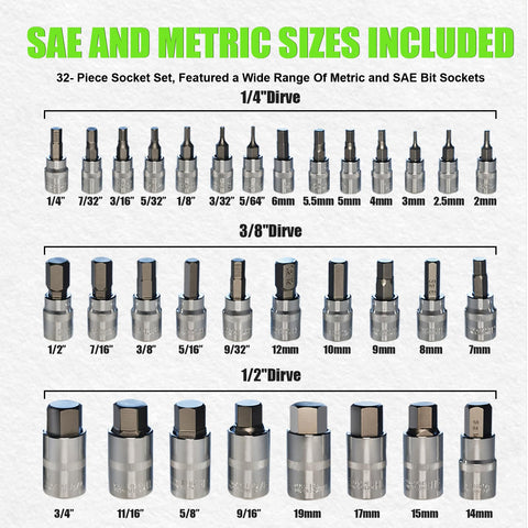 SUNHZ MCKP SAE and Metric sizes clearly labeled for fast setup