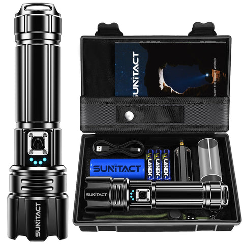 Sunitact ST1476 flashlight with bright beam for large spaces and outdoor use.