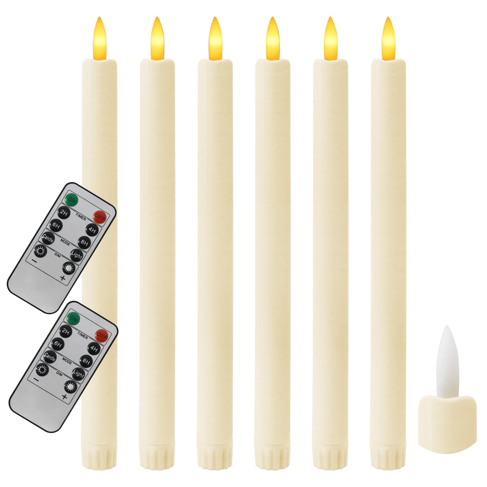 Sunjas 10 inch ivory flameless taper candle glows softly for safe ambiance