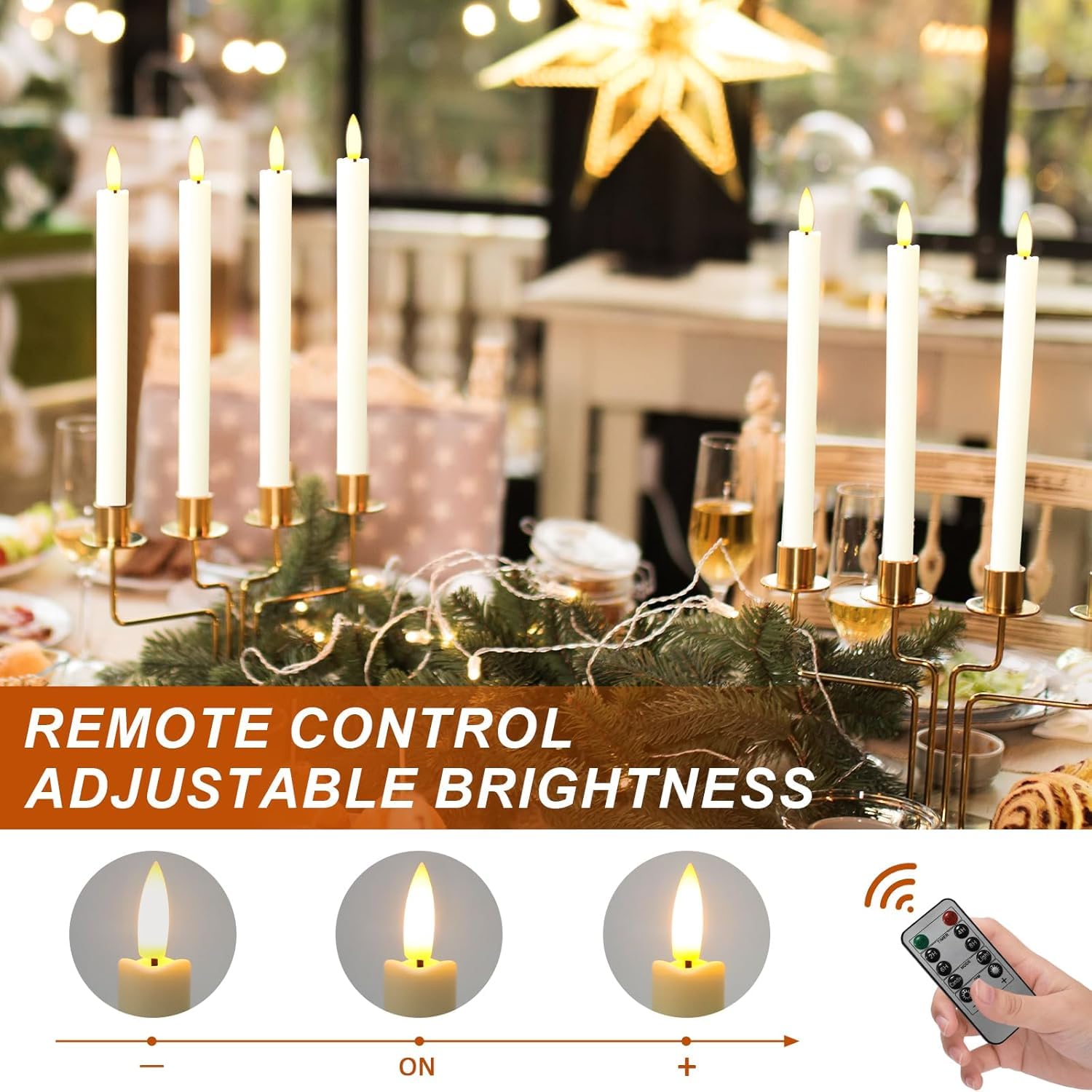 Sunjas remote controlled taper candles for convenient lighting control
