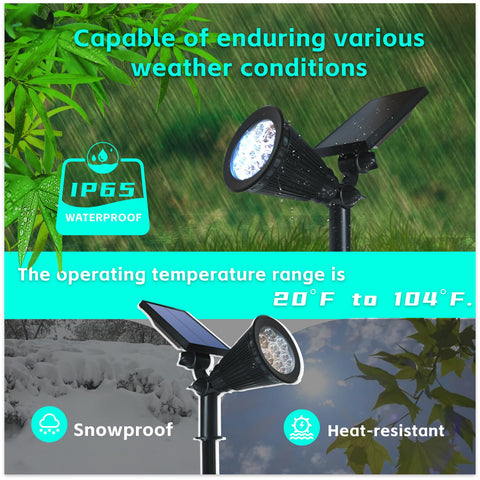 Sunklly solar spot light IP65 waterproof for year-round outdoor use.