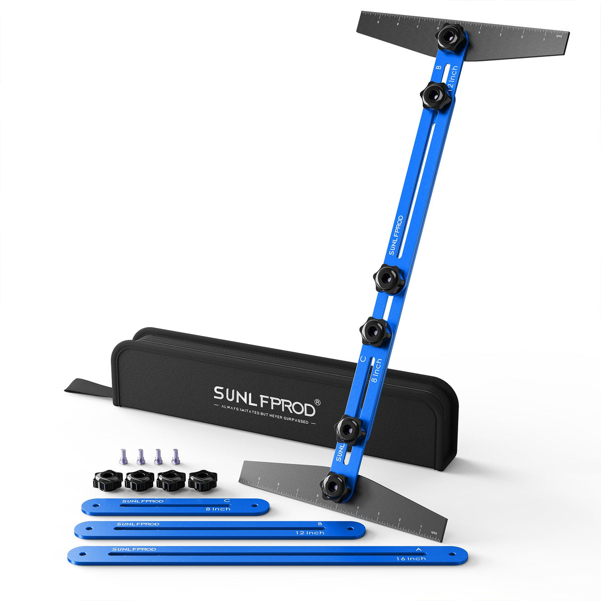 SUNLFPROD stair template tool with 16-12-8 inch extensions for flexible measurement