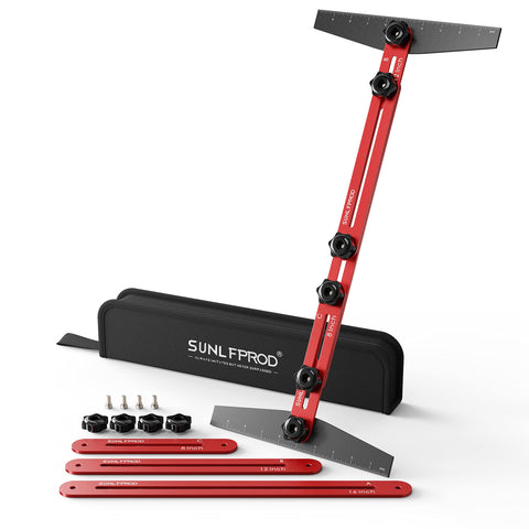 SUNLFPROD stair tread template tool extensions show adjustable reach for different stair projects.
