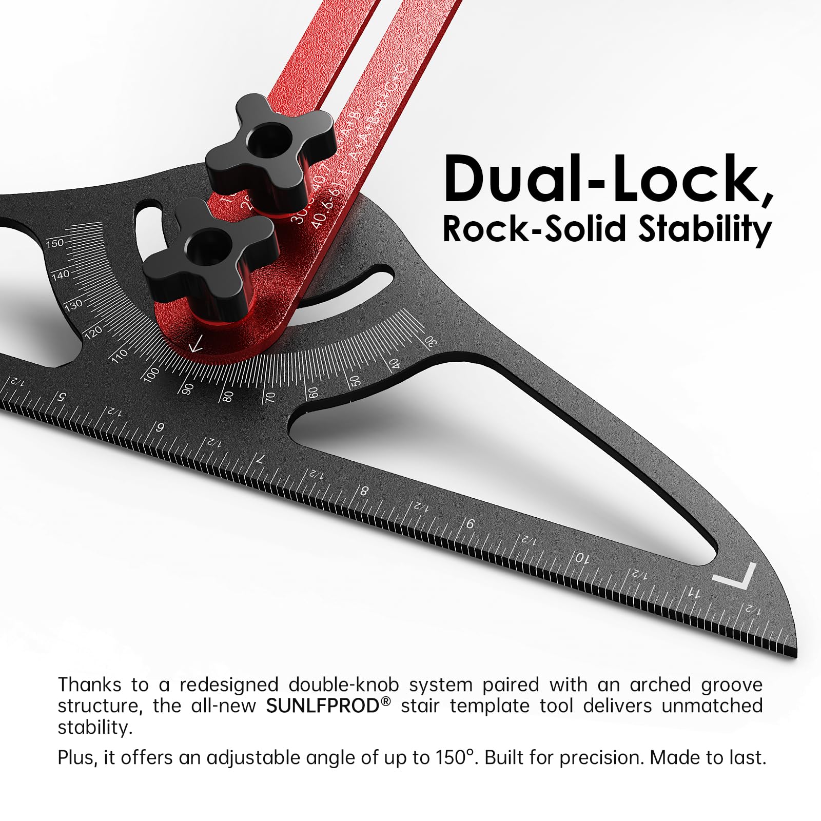 SUNLFPROD Stair Tread Template Tool showing upgraded locking system
