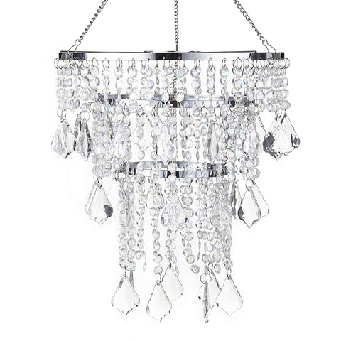 Sunli House acrylic chandelier with mini beaded shade enhances living room ambience