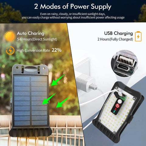 Sunlight Encounter clip-on solar light with USB charging for flexible power use