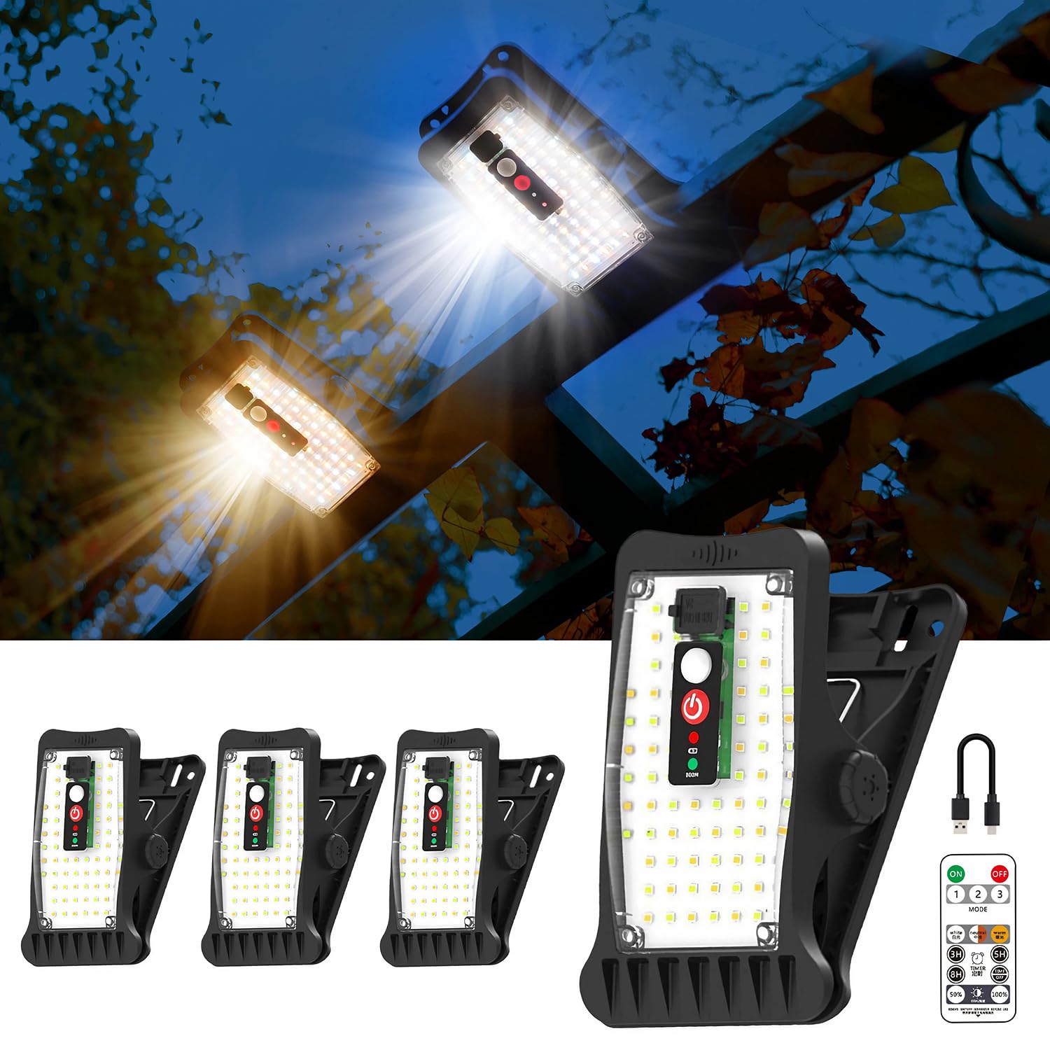 Sunlight Encounter clip-on solar light on gutter for hands-free exterior illumination
