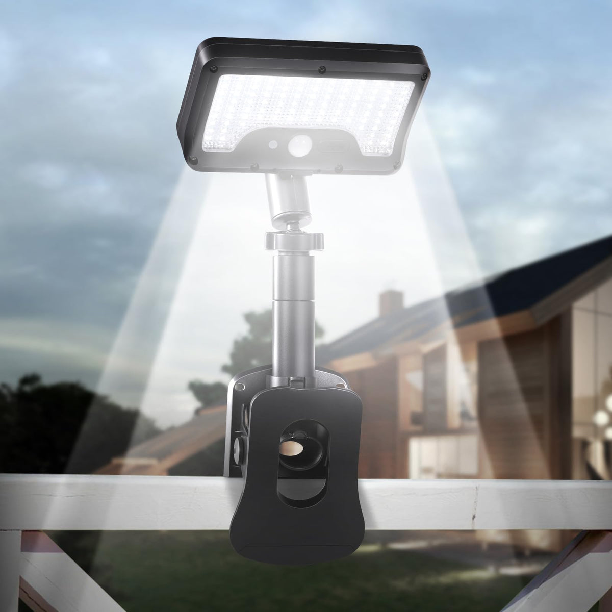 Sunlight Encounter clip-on solar lights illuminate outdoor areas when mounted on fences