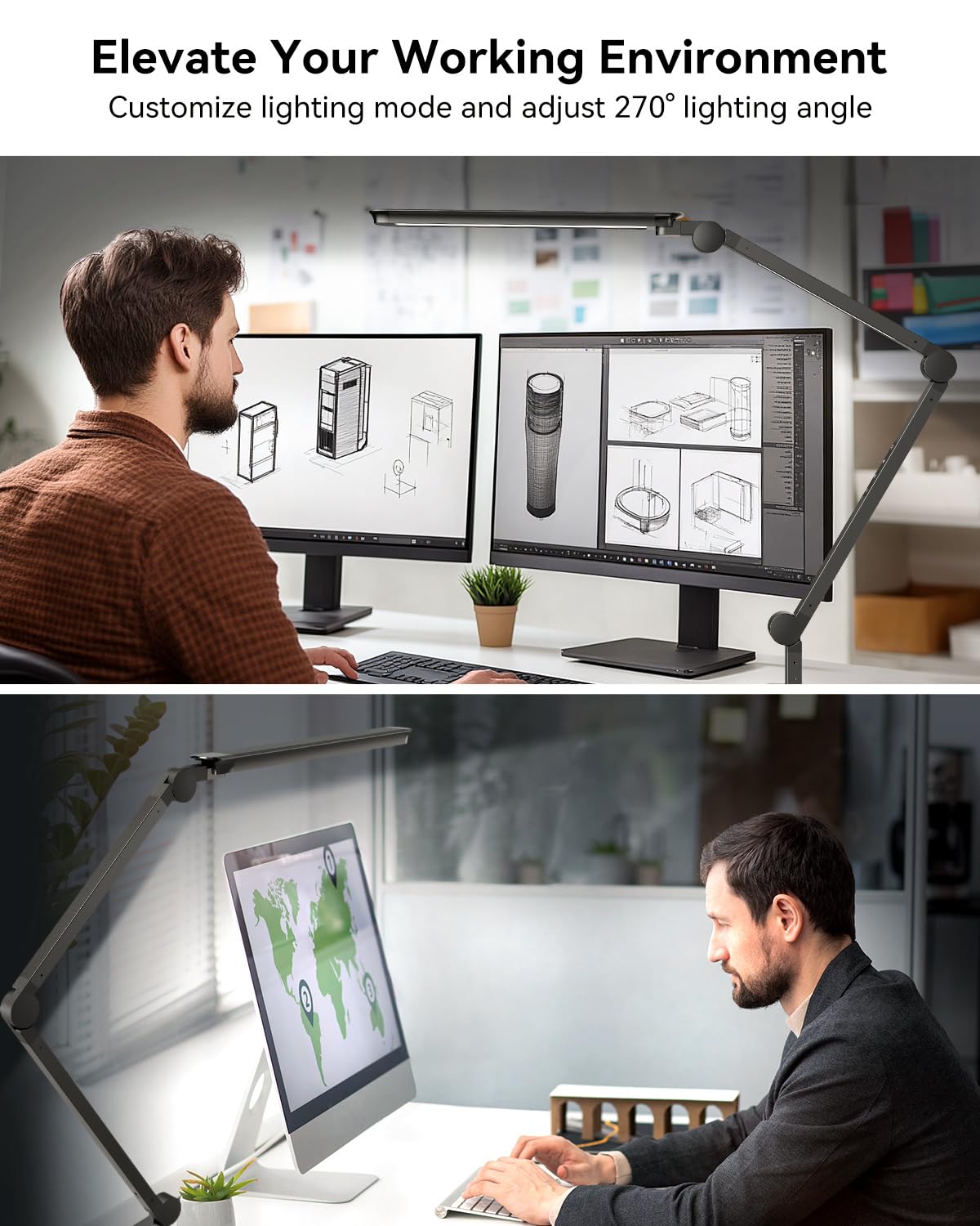 SUNLINKCO seven-rotating-parts lamp for flexible mounting on various desks