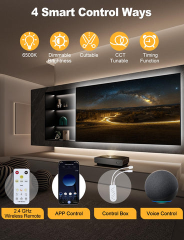 SUNLINKCO COB LED strip with tunable white 2300K-6500K for reading or relaxing