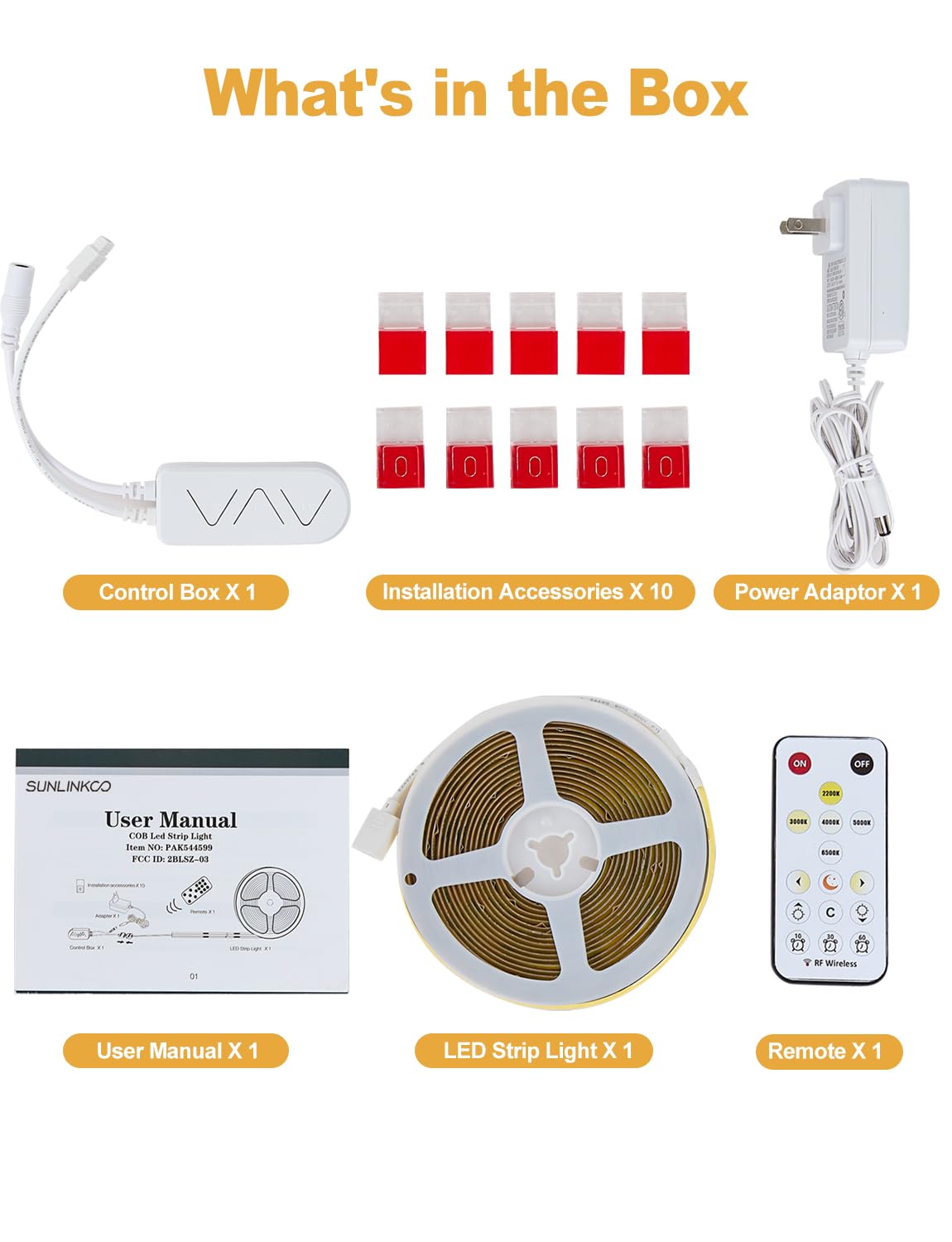 SUNLINKCO COB LED strip suitable for kitchens, bedrooms, and living areas