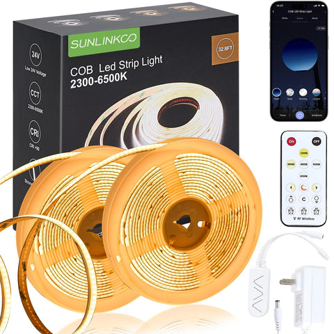 SUNLINKCO COB LED strip dense LED array delivers bright, even room illumination