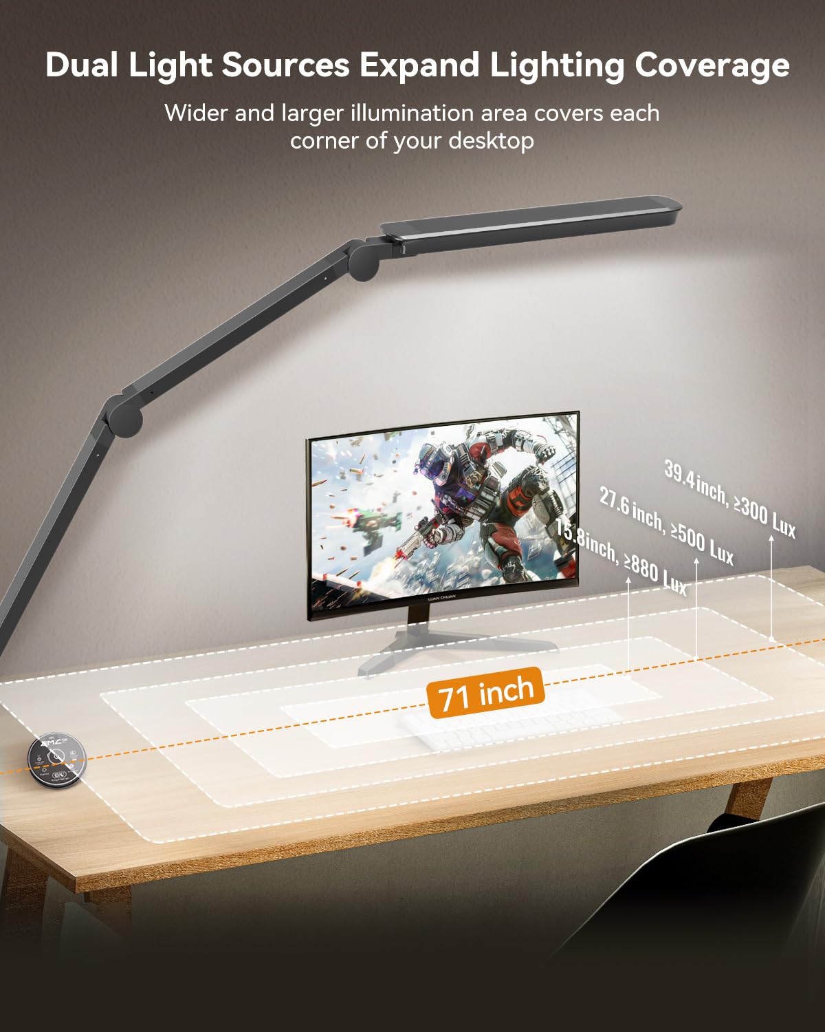 SUNLINKCO desk lamp remote control for easy lighting modes and timer