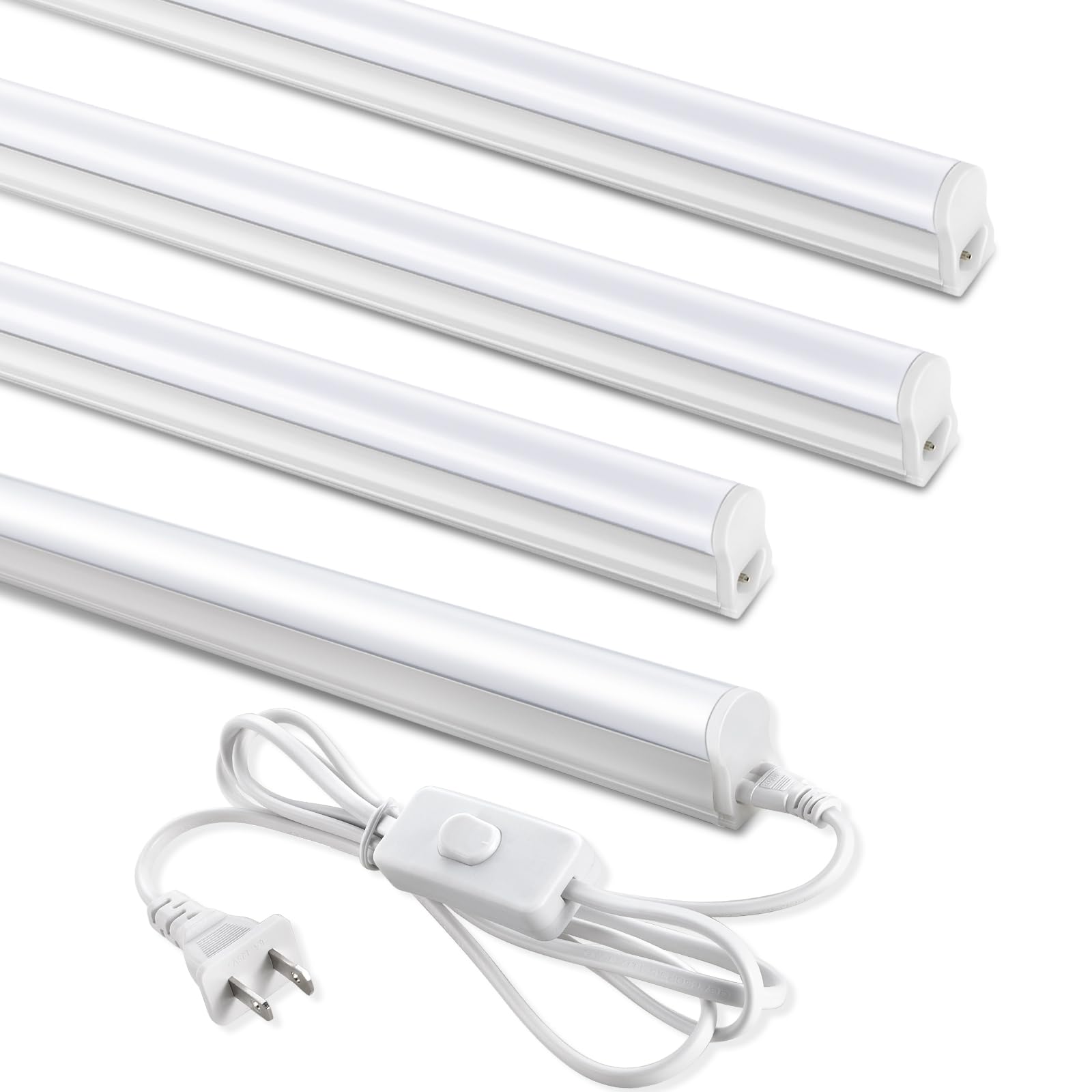 SUNLINKCO four-pack 4ft LED shop lights set delivering bright workspace illumination